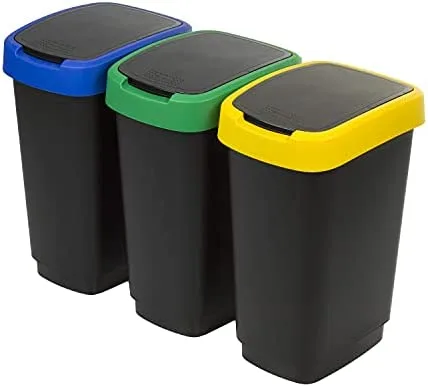 Rotho Twist 3 x 25 L Set di 3 cestini per Raccolta differenziata Coperchi Colorati