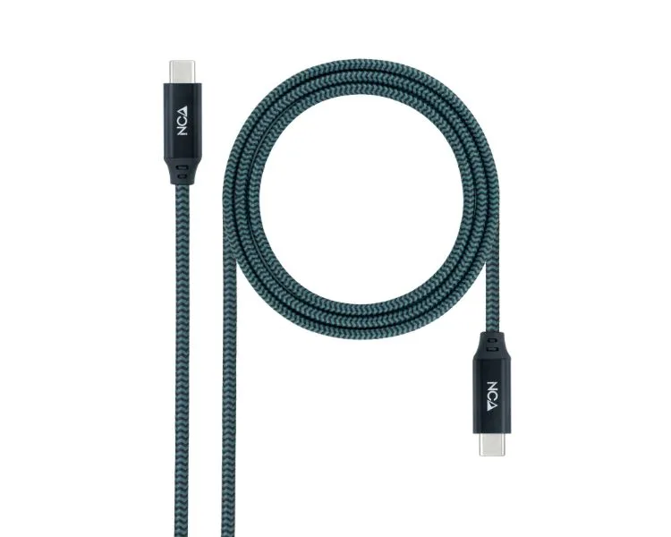 Nanocable Cable USB 3.2 Gen2x2 20Gbps 5A/100W 4K/60Hz USB-C/M-USB-C/M, Gris/Negro, 1.5 m