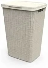 Curver Hamper- Baúl para la colada 58L, Cesto de ropa, 43x34xH58 cm, Acabado Jute, Blanco Roto