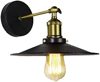 Aplique de pared metalico vintage e27 60w color negro ø28x24,5x26cm edm