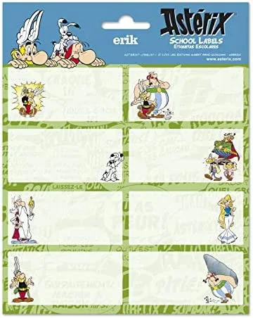 Grupo Erik Etiquetas adhesivas Asterix y Obelix - Pegatinas libro nombres/Pack etiquetas escolares - Producto con licencia oficial, ELE0288