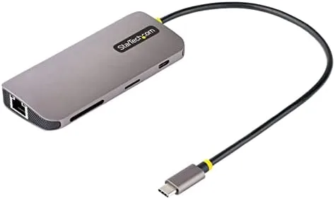StarTech.com Adaptador Multipuertos USB C de Vídeo 4K a 60Hz, con Hub de 3 Puertos USB-A de 5Gbps, Entrega de Alimentación USB de 100W, Red Ethernet, SD/microSD, Cable de 30cm