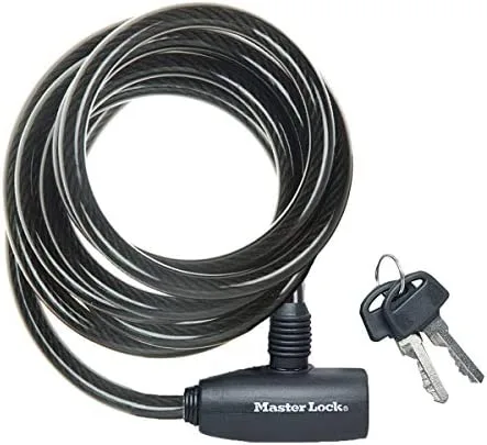 Master Lock Family - Candado de cable (8 x 1800 mm), color negro