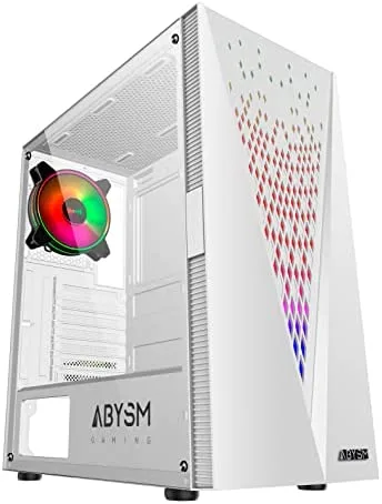 ABYSM Gaming Caja PC Gamer Danube KOLPA Negra ATX con Panel de Vidrio Templado, 1 x USB 3.0 y 2 x USB 2.0, Conectores, Filtro Superior y 1 Ventilador Silencioso de 12 cm
