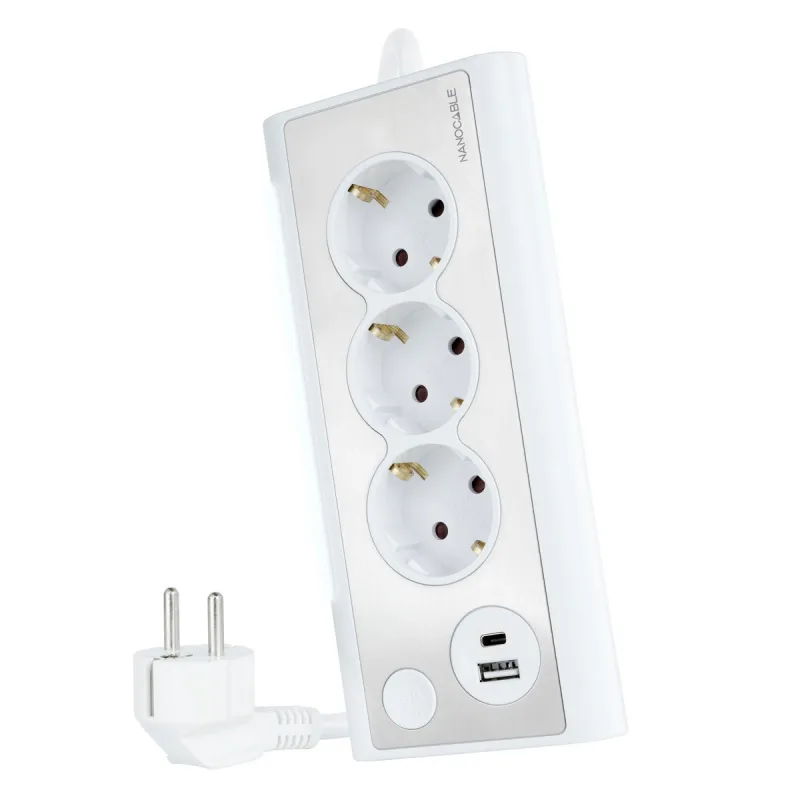 Base 3xenchufes 2xusb Sobremesa Blanca Nanocable 10.37.0013-w