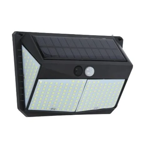Lámpara solar LED de pared de 3 lados ELBAT EB0396 250 lúmenes 6500 K luz fría IP44 medida 16 x 5,5 x 11 cm aplique pared 1200 mAh