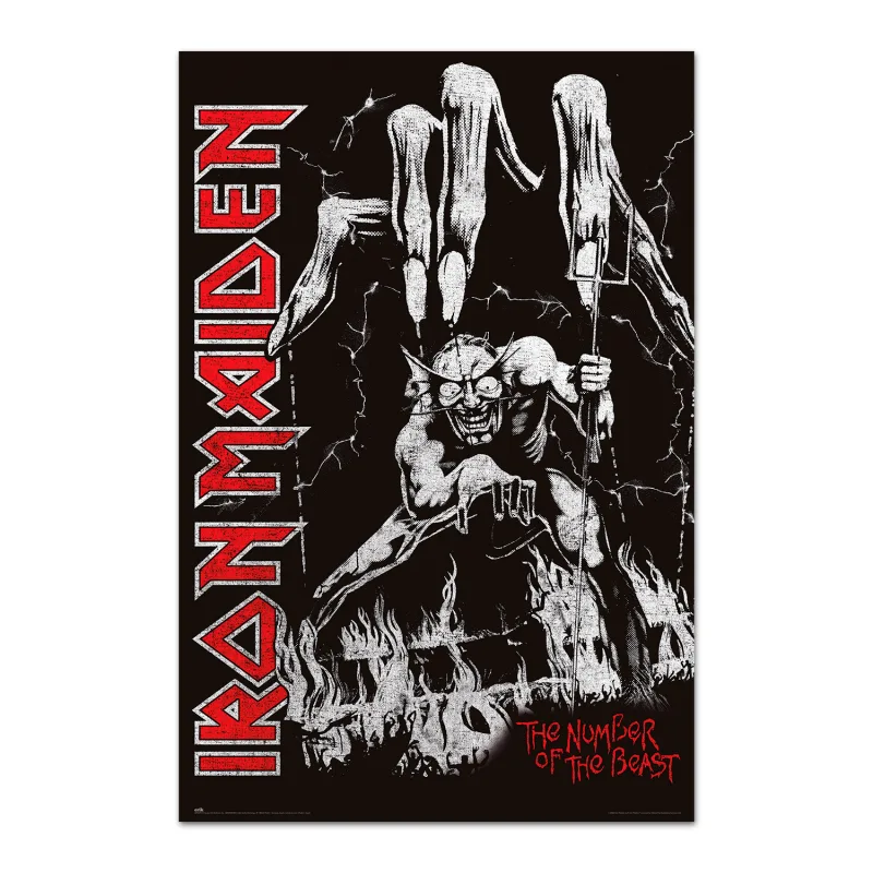 Grupo Erik Poster Iron Maiden Number of the beast - Laminas decorativas 61x91,5cm a todo color | Posters para pared ideal decoración habitación