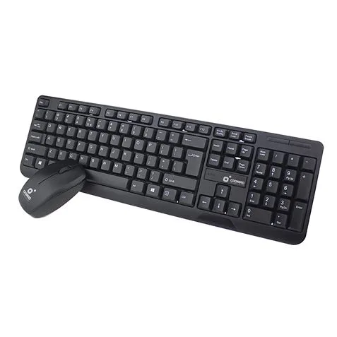 CROMAD Kit Teclado + Ratón Inalámbricos (1200 dpi con 3 Botones, Teclado QWERTY Membrana, 2.4 GHz Receptor USB, 8/10 Metros) - Negro