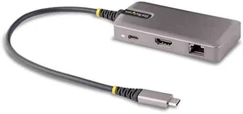 StarTech.com Adaptador Multipuertos USB-C - Docking Station USB Tipo C HDMI 4K60 - Hub Ladrón USB 3.0 de 2 Puertos - Entrega de Alimentación PD 100W - GbE - ChromeOS/Win/Mac