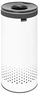 Brabantia - Cubo para la ropa sucia - Tapa de plástico con manos libres - Bolsa para la ropa sucia en el interior - Cesto con orificios de ventilación - Fondo que no se raya - Blanco - 35L