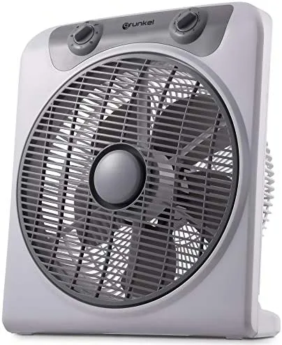 Grunkel - Ventilador de suelo potente y ligero - BOXFAN - Circulador de aire con temporizador de 60 minutos y 3 velocidades. Aspas 30cm de diámetro, función oscilación. - 50W