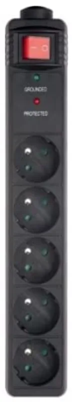 Gembird SPG5-C-5 base múltiple 1,5 m 5 salidas AC Negro