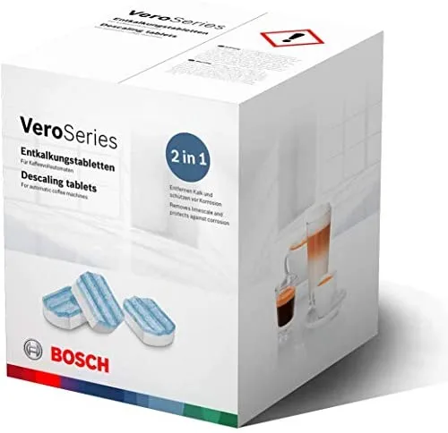 Bosch TCZ8002A - Pastillas descalcificadoras para cafeteras automáticas de la serie Vero, integrables y de la serie Benvenuto