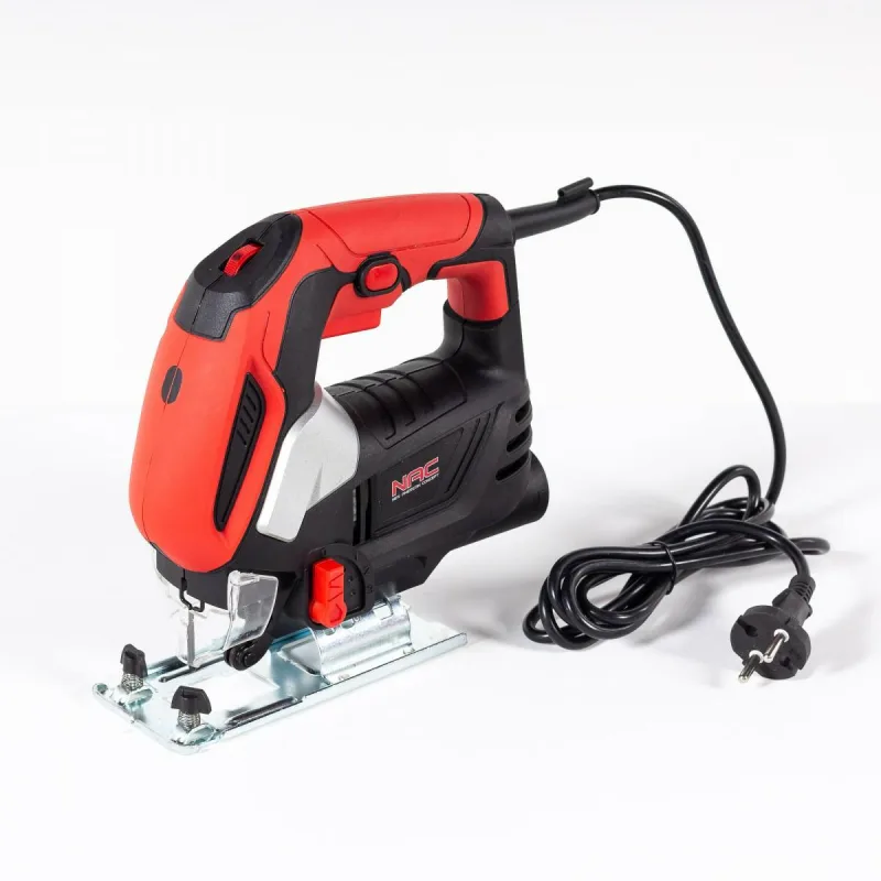 Sierra Caladora Eléctrica NAC JSE60-B-PT 600W para cortes precisos en madera y metal, con regulación de velocidad y sistema de cambio rápido de hoja