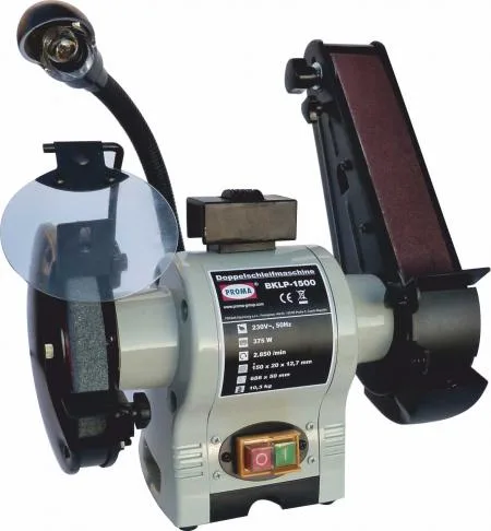 Lijadora de Banco Proma BKLP-1500, Uso Profesional, Potente Motor de 1500W, Alta Precisión para Lijado y Pulido de Superficies.