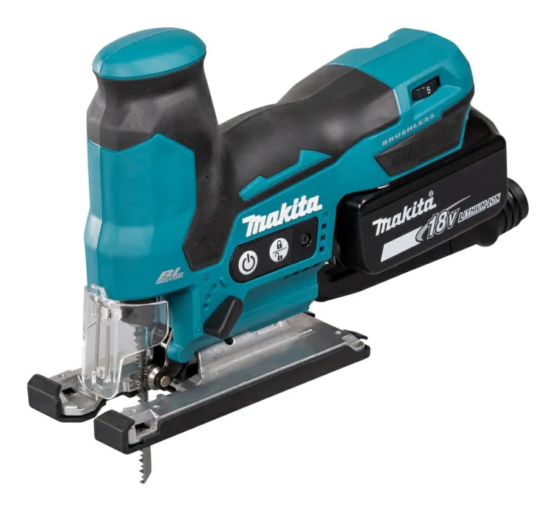 Sierra Caladora Inalámbrica Makita 18V DJV185RFJ con 2 baterías de 3,0Ah, motor sin escobillas y maletín Makpac para cortes precisos en madera y metal