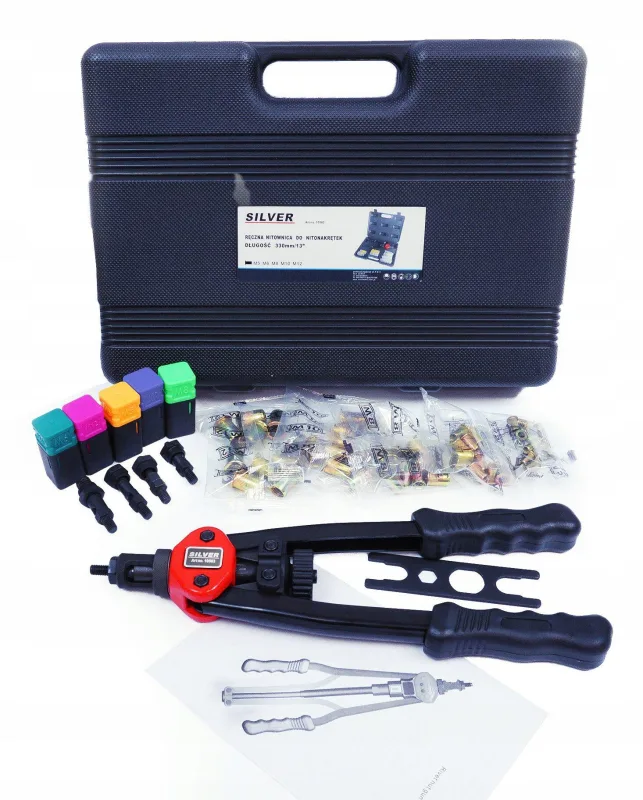 Nitownica para Nitonakrętki M5-M12, marca Silver, herramienta profesional, ideal para trabajar con tuercas de 5 a 12 mm, alta durabilidad, precisión y rendimiento eficiente.