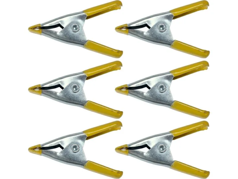 Pinzas de Resorte 50mm, Vorel, Juego de 6 Piezas, Uso Profesional y Doméstico, Alta Presión de Sujeción y Resistencia Duradera.