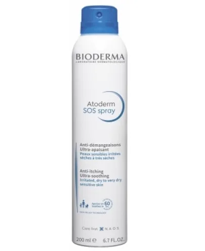 BIODERMA Atoderm SOS Spray - Antipicor y Calma Inmediata - Piel Sensible, Irritada y Muy Seca - Recomendado por Dermatólogos - Para Toda la Familia - Aerosol 200 ml
