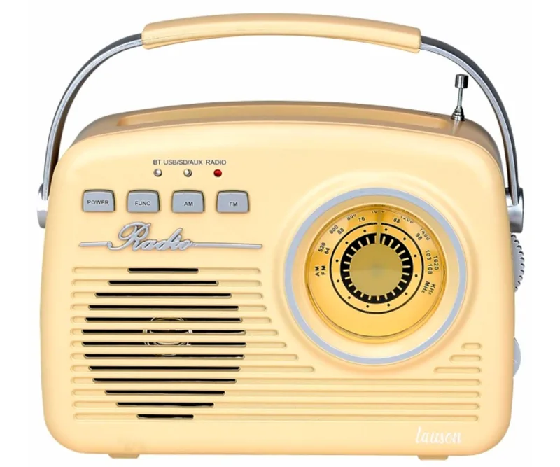 Lauson RA143 Radio Vintage Bluetooth | Transistor Radio Portátil Retro | Batería Recargable | FM Am | USB SD Crema