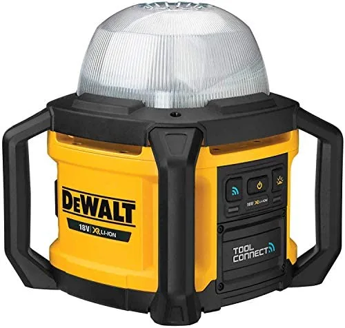 DEWALT DCL074-XJ - Luz LED de Trabajo XR 18V, 5000 lúmenes, 3 Niveles de Brillo, Cabezal Giratorio, Resistente al Agua y al Polvo, Base Estable, Compatible con Baterías XR, Ideal para Áreas de Trabajo
