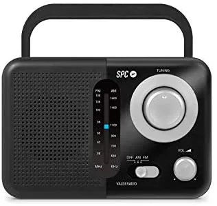 SPC VALDI - Radio portátil, con asa de Transporte, Gran tamaño, dial Am/FM Gran Visibilidad, número Grandes, Gran Visibilidad, Ruleta para sintonizar, fácil de Usar, diseño Elegante