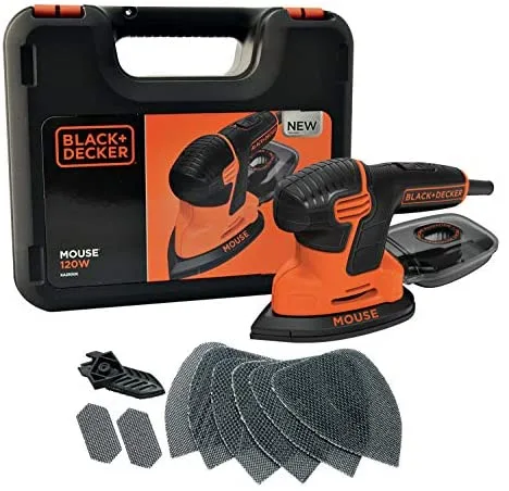 Black & Decker BLACK+DECKER KA2500K Levigatrice Multifunzione Mouse, Velocità 14.000 Giri/Min, 120 W