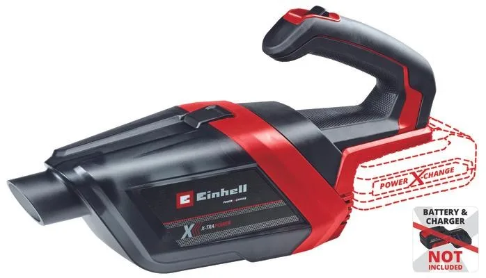 Einhell Aspirador de polvo manual con batería TE-HV 18/06 Li-Solo Power X-Change (18V, potencia de aspiración 72 mbar, incl. boquilla de juntas, recipiente de polvo 0,6 l, sin batería)