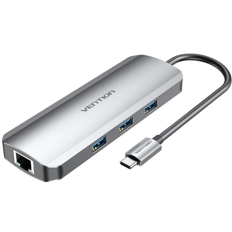 Vention Docking USB Tipo-C TOLHB/ 1xHDMI/ 3xUSB/ 1xUSB Tipo-C PD/ 1xRJ45 1xLector Tarjetas SD y MicroSD/ Jack 3.5/ Gris