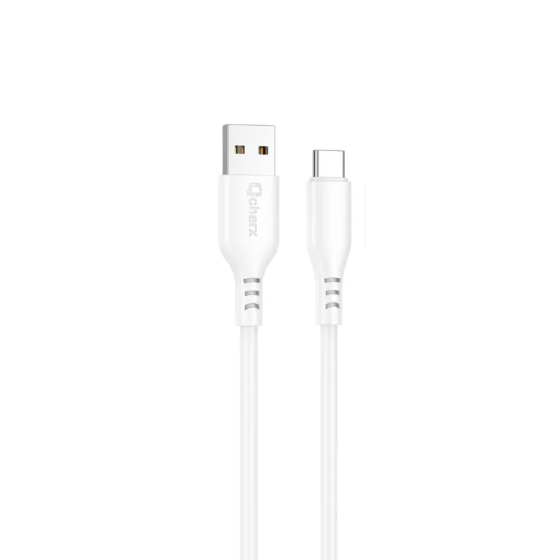 Cable qcharx tokyo usb a tipo c 3a - 1 m - silicona blanco tacto suave