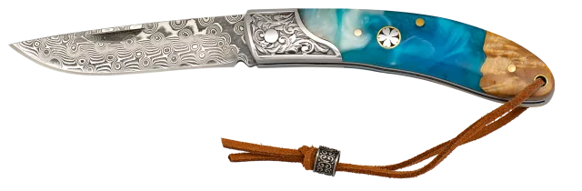 Navaja Damasco Virola Decorada. H: 7.3 C