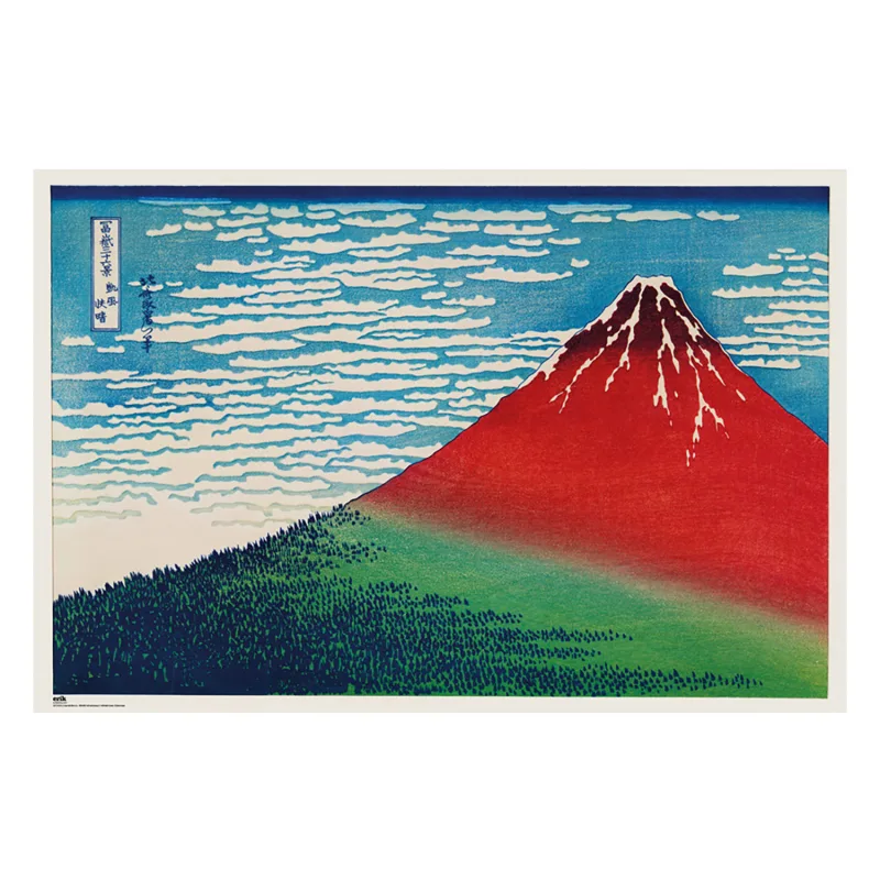 Grupo Erik Póster Katsushika Hokusai´s fine wind, Clear morning - Lamina decorativa Katsushi Hokusai/Póster monte Fuji - Decoración habitación