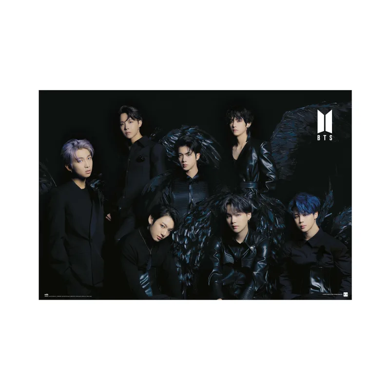 Grupo Erik Póster BTS Black Wings - Lamina decorativa BTS/Póster BTS Alas negras - BTS merchandising, licencia oficial