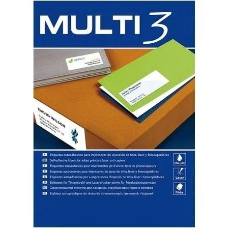 MULTI 3 4751 - Etiquetas adhesivas para impresión, inkjet laser y fotocopiadoras - Medida 175 x 135 mm, pack de 100 hojas