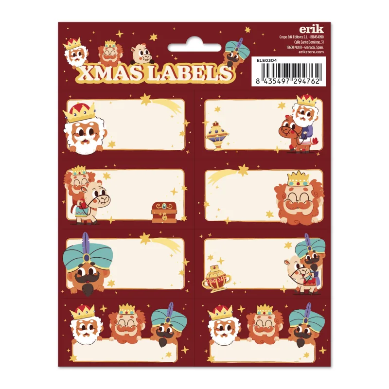 Grupo Erik Etiquetas adhesivas Navidad Reyes Magos - Etiquetas regalo Navidad / 16 Etiquetas Navidad - Etiquetas regalo - Pegatinas navidad regalos