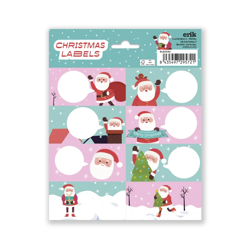 Grupo Erik Etiquetas adhesivas Navidad Papa Noel - Etiquetas regalo Navidad / 16 Etiquetas Navidad - Etiquetas regalo - Pegatinas navidad regalos