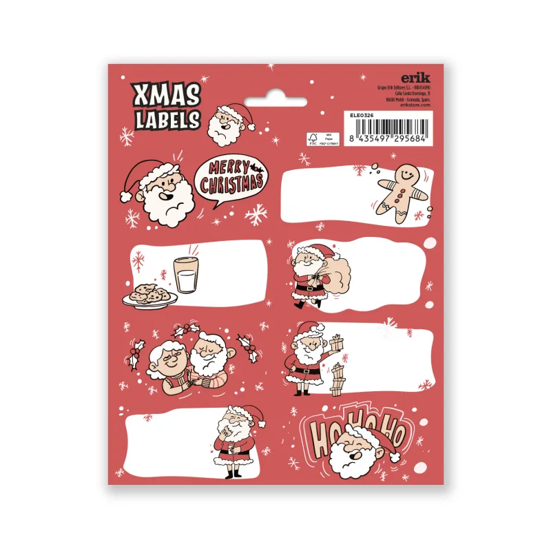 Grupo Erik Etiquetas adhesivas Navidad Ho Ho Ho - Etiquetas regalo Navidad / 16 Etiquetas Navidad - Etiquetas regalo - Pegatinas navidad regalos