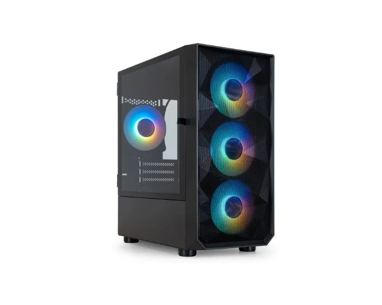 TOOQ TQGCC901-B - Seizure Caja Minitorre Gaming Micro-ATX/Mini-ITX, Cristal Templado, Incluye 4 Ventiladores ARGB, Color Negro