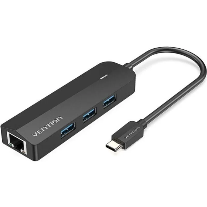 Vention Docking USB Tipo-C TGPBB/ 3xUSB/ 1xRJ45/ 1xUSB Micro B PD/ Negro