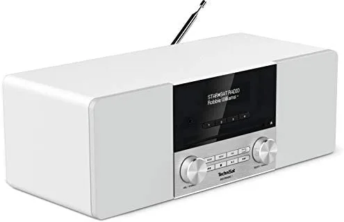 TechniSat DIGITRADIO 3 - Sistema Compacto de Radio Estéreo Dab (Dab+, FM, Reproductor de CD, Bluetooth, USB, Conexión para Auriculares, Entrada AUX, Radio Reloj Despertador, Pantalla OLED) Blanco