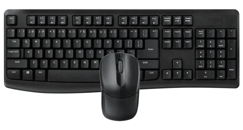 Rapoo | Teclado y Ratón Inalámbrico 2.4 GHz con Teclado Numérico QWERTY Español (Combo Teclado Ratón Resistente a Derrames 1000 dpi 10 m Alcance Plug & Play) Negro