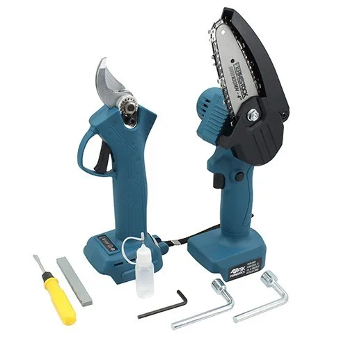 Set tijera poda+mini motosierra ferrestock 21v s-b