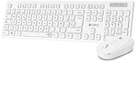 SUBBLIM Teclado Ergonómico y ratón Combo Business Slim Silencioso Inalámbrico 2.4G Blanco