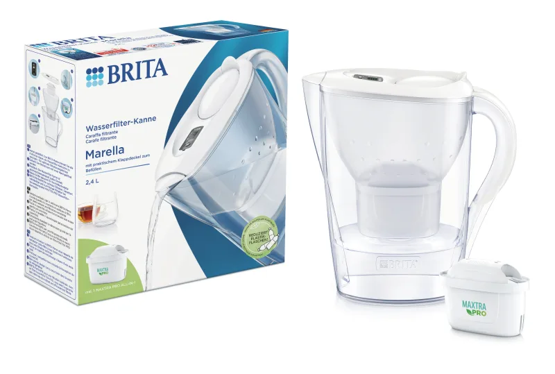 Brita Marella Filtro de agua para jarra 2,4 L Transparente, Blanco