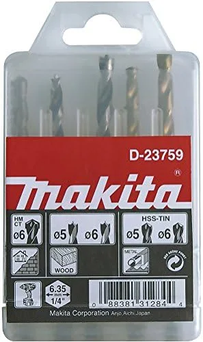 Makita D-23759 - Estuche de brocas para madera, metal y ladrillo 1/4"