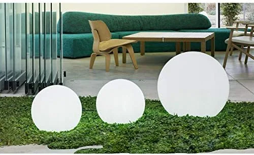 newgarden - Lámpara Esférica Iluminada BULY para Exterior e Interior - Resistente a la Intemperie, Sensor Crepuscular, Cambio de Color, 40 cm de Diámetro - Diseño Español con Pica de Sujeción