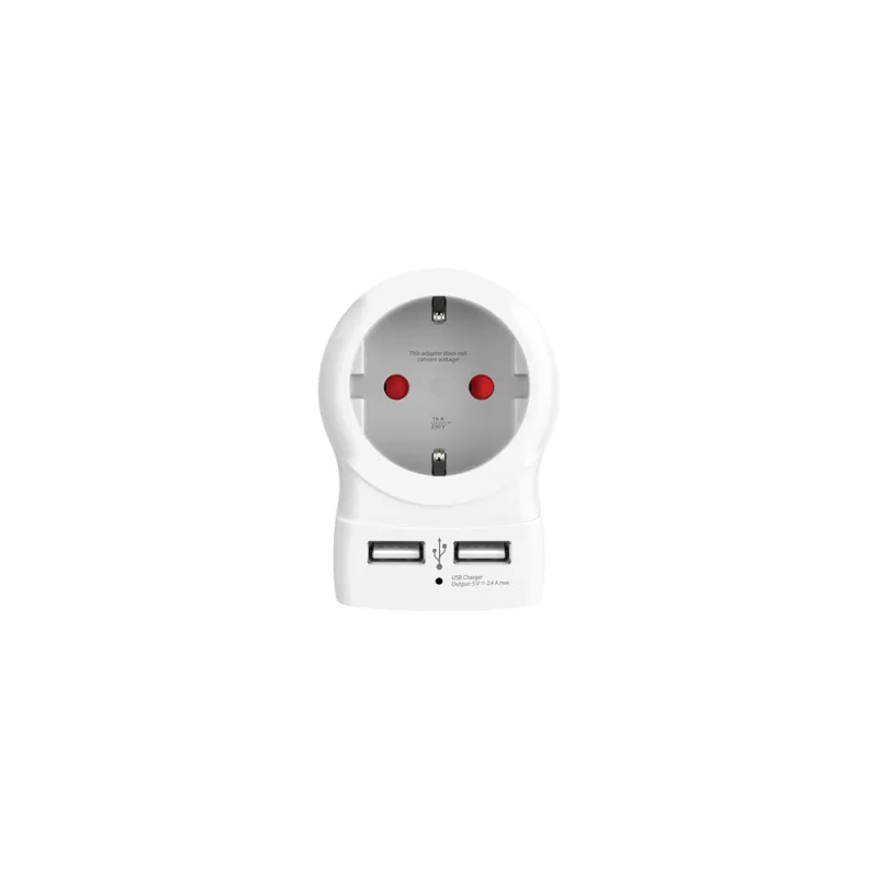Skross 1.500282 adaptador de enchufe eléctrico Tipo C (Europlug) Tipo C (Euroconcexión) + Tipo F Blanco