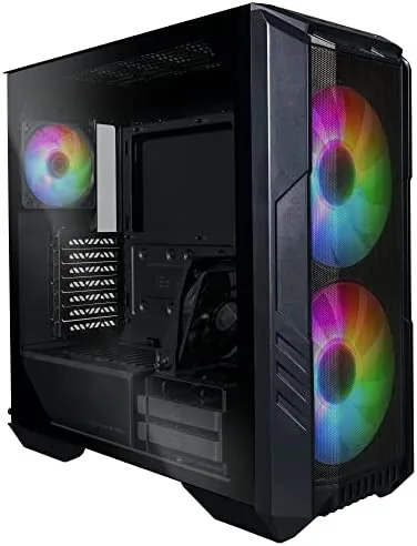Cooler Master HAF 500 Caja PC - Mid-Tower, 2 Ventiladores ARGB Preinstalados 200mm, Ventilador GPU Giratorio 120mm, Opciones de Refrigeración Versátiles, Panel Lateral Vidrio Templado, Top Extraíble