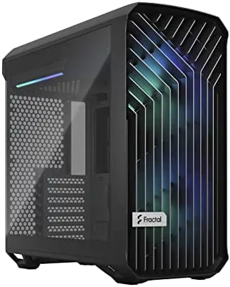 Fractal Design Torrent Compact RGB Black - Light Tint Tempered Glass Side Panels - Open Grille for Maximum Air Intake - Two 180mm RGB PWM Fans Included - Type C - ATX Airflow Mid Tower PC Gaming Case