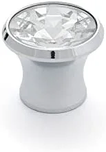 Blister con 4 pomos redondos para mueble fabricado en cristal acabado cromo brillo - transparente mod. 943 ø27mm rei